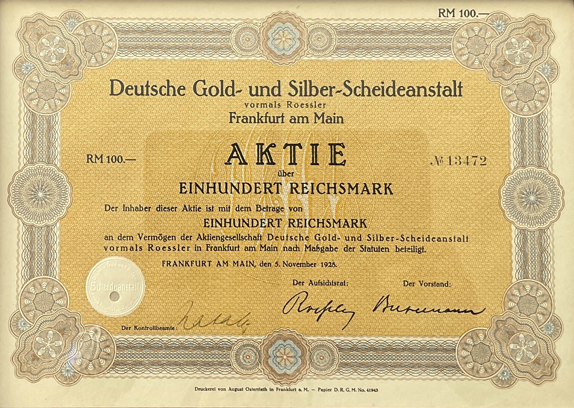 Akcie 1928 - Zlato - Stříbro